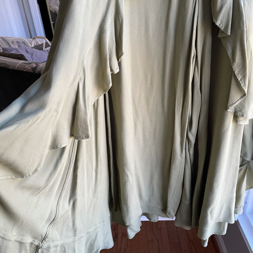 Free People boho pea green skirted palazzo pants - Picture 5 of 12